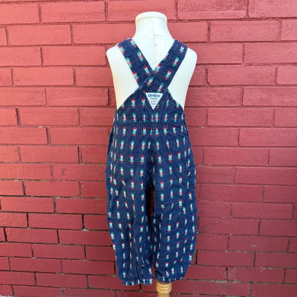 Vtg Oshkosh B'gosh Vestbak‎ Overalls Size 4T Blue Christmas Toy Soldiers USA